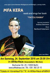 mfa kera liest am 24. September im Afrikahaus